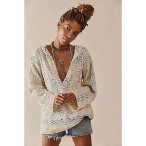 Anna Sui Knit Hoodie Pullover Sweater Size S NEW Pastels Shangri La $575
